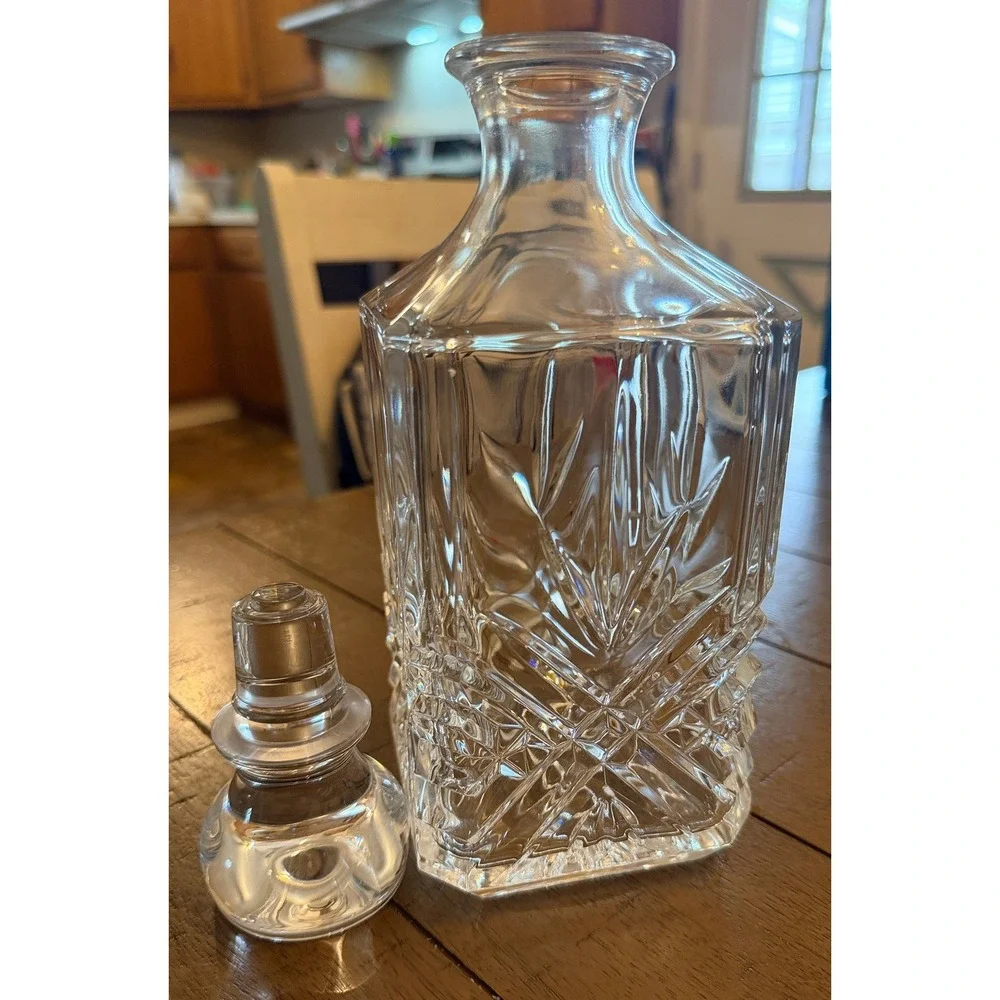 VIntage Cristal D'Arques-Durand Square Decanter with Stopper Masquerade 10.25
